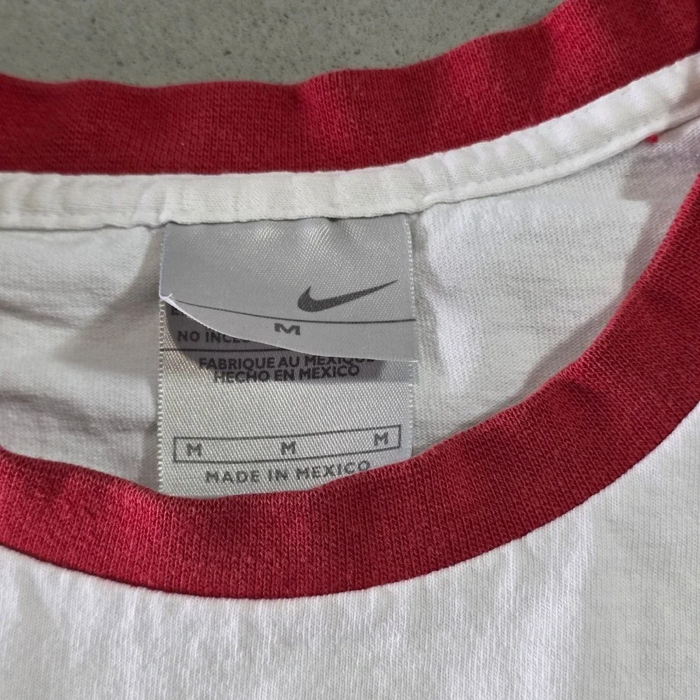 Nike Mens Long Sleeve Ringer T-Shirt White Red Futura Logo Size M